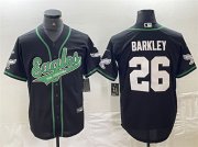Cheap Men's Philadelphia Eagles #26 Saquon Barkley Black Cool Base Stitched Baseball Jersey