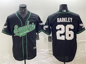 Cheap Men\'s Philadelphia Eagles #26 Saquon Barkley Black Cool Base Stitched Baseball Jersey