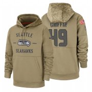 Wholesale Cheap Seattle Seahawks #49 Shaquem Griffin Nike Tan 2019 Salute To Service Name & Number Sideline Therma Pullover Hoodie