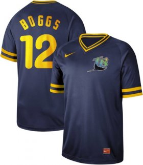 Wholesale Cheap Nike Rays #12 Wade Boggs Navy Authentic Cooperstown Collection Stitched MLB Jersey