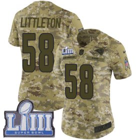 Wholesale Cheap Nike Rams #58 Cory Littleton Camo Super Bowl LIII Bound Women\'s Stitched NFL Limited 2018 Salute to Service Jersey