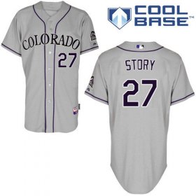 Wholesale Cheap Rockies #27 Trevor Story Grey Cool Base Stitched Youth MLB Jersey