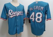 Wholesale Cheap Men's Texas Rangers #48 Jacob deGrom Light Blue With Patch Cool Base Stitched Baseball Jersey