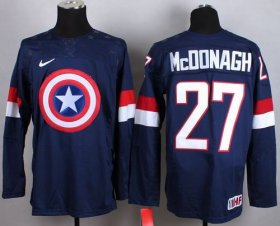 Wholesale Cheap Olympic Team USA #27 Ryan McDonagh Navy Blue Captain America Fashion Stitched NHL Jersey