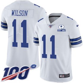 Wholesale Cheap Nike Cowboys #11 Cedrick Wilson White Men\'s Stitched With Established In 1960 Patch NFL 100th Season Vapor Untouchable Limited Jersey