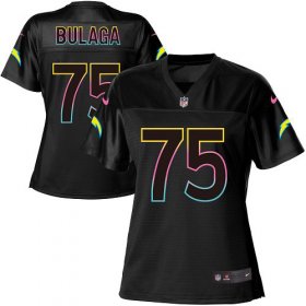 Wholesale Cheap Nike Chargers #75 Bryan Bulaga Black Women\'s NFL Fashion Game Jersey