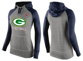 Wholesale Cheap Women\'s Nike Green Bay Packers Performance Hoodie Grey & Dark Blue
