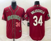 Cheap Men's Mexico Baseball #34 Fernando Valenzuela Number 2023 Red Blue World Baseball Classic Stitched Jersey1