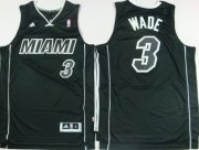Wholesale Cheap Miami Heat #3 Dwyane Wade Revolution 30 Swingman All Black With White Jersey