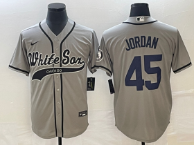 Wholesale Cheap Men\'s Chicago White Sox #45 Michael Jordan Grey Cool Base Stitched Baseball Jersey1