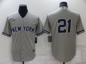 Wholesale Cheap Men\'s New York Yankees #21 Paul ONeill Grey Stitched MLB Nike Cool Base Jersey
