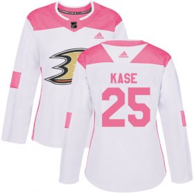 Wholesale Cheap Adidas Ducks #25 Ondrej Kase White/Pink Authentic Fashion Women\'s Stitched NHL Jersey