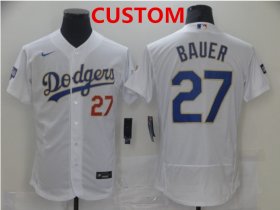 Wholesale Cheap Men\'s Los Angeles Dodgers Custom White Gold Champions Patch Stitched MLB Flex Base Nike Jersey
