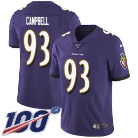Wholesale Cheap Nike Ravens #93 Calais Campbell Purple Team Color Men\'s Stitched NFL 100th Season Vapor Untouchable Limited Jersey