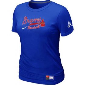 Wholesale Cheap Women\'s Atlanta Braves Nike Short Sleeve Practice MLB T-Shirt Blue
