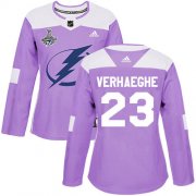 Cheap Adidas Lightning #23 Carter Verhaeghe Purple Authentic Fights Cancer Women's 2020 Stanley Cup Champions Stitched NHL Jersey