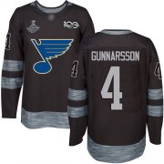 Wholesale Cheap Adidas Blues #4 Carl Gunnarsson Black 1917-2017 100th Anniversary Stanley Cup Champions Stitched NHL Jersey