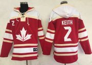 Wholesale Cheap Team CA. #2 Duncan Keith Red Sawyer Hooded Sweatshirt 2016 World Cup Stitched NHL Jersey