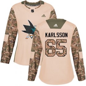 Wholesale Cheap Adidas Sharks #65 Erik Karlsson Camo Authentic 2017 Veterans Day Women\'s Stitched NHL Jersey