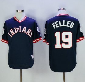 Wholesale Cheap Indians #19 Bob Feller Navy Blue 1976 Turn Back The Clock Stitched MLB Jersey