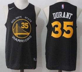 Wholesale Cheap Men\'s Golden State Warriors #35 Kevin Durant Black with Yellow 2017-2018 Nike Swingman Stitched NBA Jersey