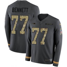 Wholesale Cheap Nike Patriots #77 Michael Bennett Anthracite Salute to Service Men\'s Stitched NFL Limited Therma Long Sleeve Jersey