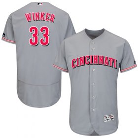 Wholesale Cheap Reds #33 Jesse Winker Grey Flexbase Authentic Collection Stitched MLB Jersey