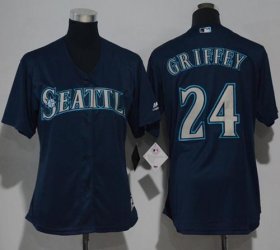 Wholesale Cheap Mariners #24 Ken Griffey Navy Blue Alternate Women\'s Stitched MLB Jersey