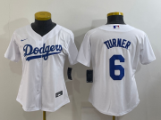 Wholesale Cheap Women's Los Angeles Dodgers #6 Trea Turner White Stitched MLB Cool Base Nike Jersey