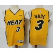 Wholesale Cheap Men Miami Heat 3 Dwyane Wade Yellow Nike Swingman 2021 Earned Edition Stitched Jersey With NEW Sponsor Logo