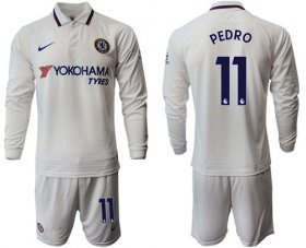 Wholesale Cheap Chelsea #11 Pedro Away Long Sleeves Soccer Club Jersey