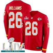 Wholesale Cheap Nike Chiefs #26 Damien Williams Red Super Bowl LIV 2020 Team Color Men's Stitched NFL Limited Therma Long Sleeve Jersey