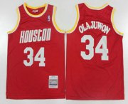 Wholesale Cheap Men's Houston Rockets #34 Hakeem Olajuwon 1993-94 Red Hardwood Classics Soul Swingman Throwback Jersey