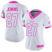 Wholesale Cheap Nike Eagles #27 Malcolm Jenkins White/Pink Women's Stitched NFL Limited Rush Fashion Jersey