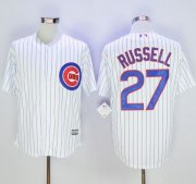 Wholesale Cheap Cubs #27 Addison Russell White Strip New Cool Base Stitched MLB Jersey