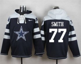 Wholesale Cheap Nike Cowboys #77 Tyron Smith Navy Blue Player Pullover NFL Hoodie