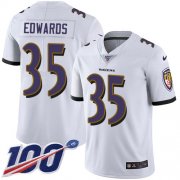 Wholesale Cheap Nike Ravens #35 Gus Edwards White Men's Stitched NFL 100th Season Vapor Untouchable Limited Jersey
