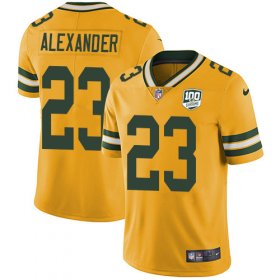 Wholesale Cheap Nike Packers #23 Jaire Alexander Yellow Men\'s 100th Season Stitched NFL Limited Rush Jersey