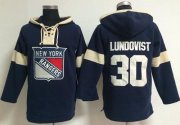 Wholesale Cheap New York Rangers #30 Henrik Lundqvist Navy Blue Pullover NHL Hoodie