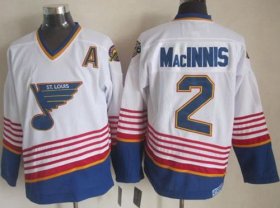Wholesale Cheap Blues #2 Al MacInnis White/Light Blue CCM Throwback Stitched NHL Jersey