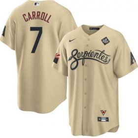 Men\'s Arizona Diamondbacks #7 Corbin Carroll Gold 2023 World Series City Connect Cool Base Stitched Baseball Jersey