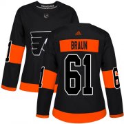 Wholesale Cheap Adidas Flyers #61 Justin Braun Black Alternate Authentic Women's Stitched NHL Jersey