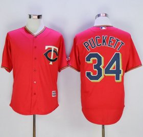 Wholesale Cheap Twins #34 Kirby Puckett Red New Cool Base Stitched MLB Jersey