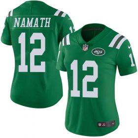 Wholesale Cheap Nike Jets #12 Joe Namath Green Women\'s Stitched NFL Limited Rush Jersey