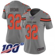 Wholesale Cheap Nike Browns #32 Jim Brown Gray Women's Stitched NFL Limited Inverted Legend 100th Season Jersey