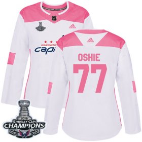 Wholesale Cheap Adidas Capitals #77 T.J. Oshie White/Pink Authentic Fashion Stanley Cup Final Champions Women\'s Stitched NHL Jersey