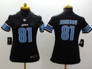 Wholesale Cheap Nike Lions #81 Calvin Johnson Black Alternate Women's Stitched NFL Limited Jersey