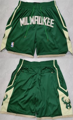 Men\'s Milwaukee Bucks Green Shorts (Run Small)