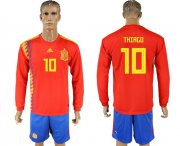 Wholesale Cheap Spain #10 Thiago Red Home Long Sleeves Soccer Country Jersey