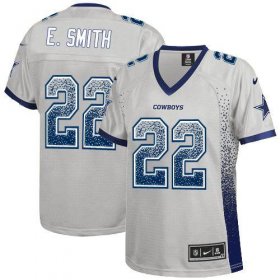 Wholesale Cheap Nike Cowboys #22 Emmitt Smith Grey Women\'s Stitched NFL Elite Drift Fashion Jersey